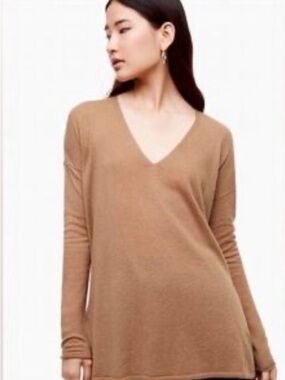 Aritizia Babaton Linen Baylor Sweater Long Sleeve Wool Blend Tan Sz M